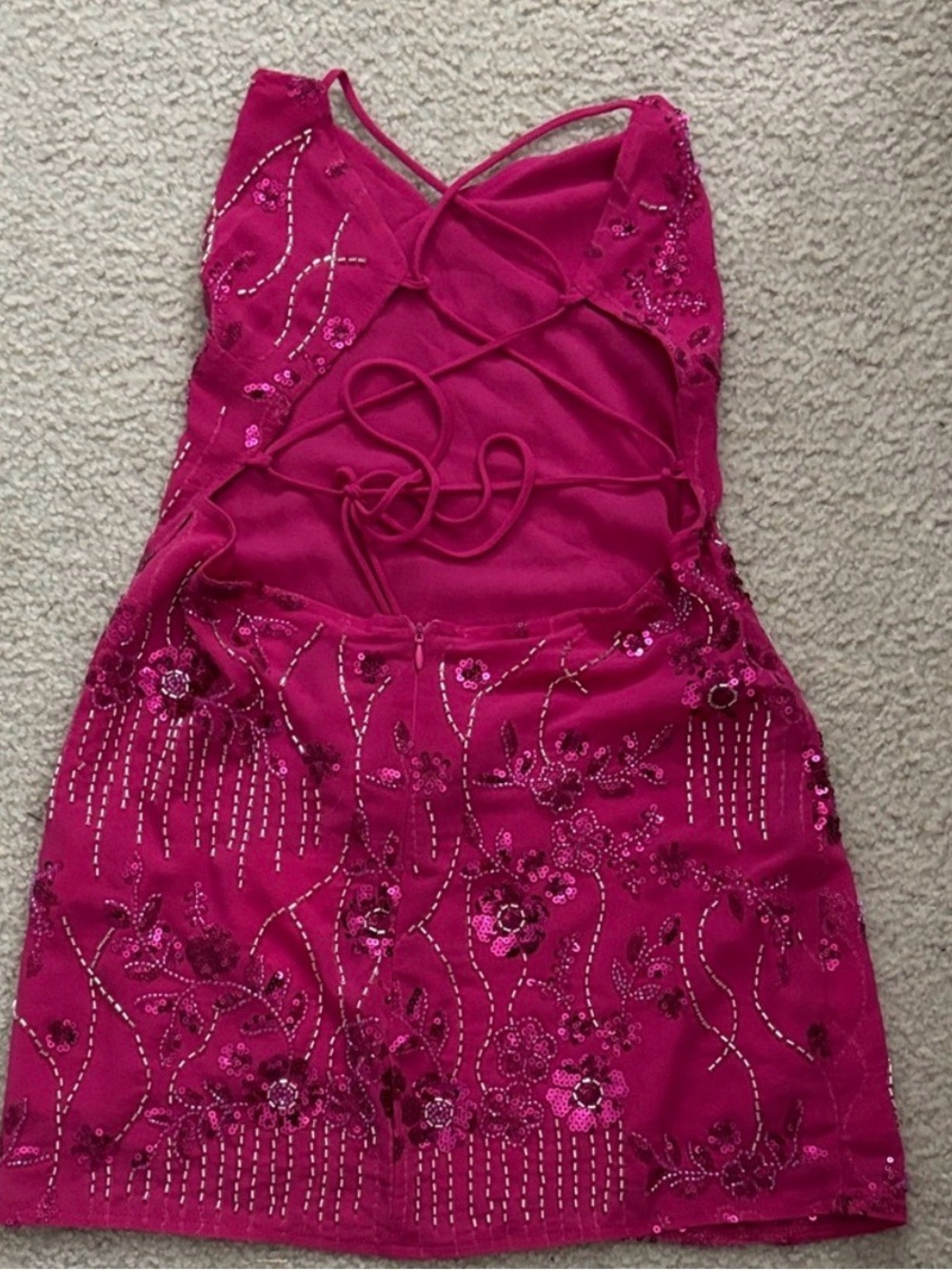 Peppermayo Vietta Sequin Fuchsia Floral Mini Dress - Picture 3 of 3